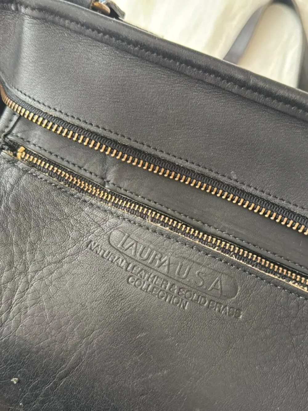 Laura USA 100% Leather Briefcase Bag with Brass Hardware